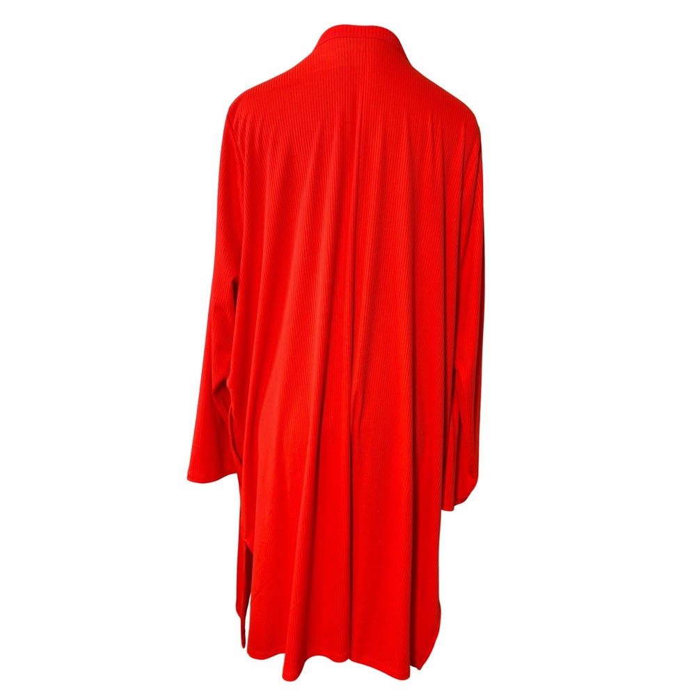 Lane Bryant Orange Ribbed Longline Cardigan Open Front Duster Pockets 22/24 Plus - Picture 2 of 12